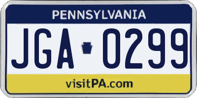 PA license plate JGA0299