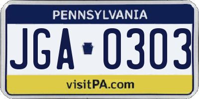 PA license plate JGA0303