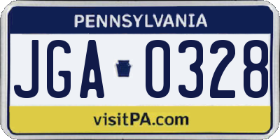 PA license plate JGA0328