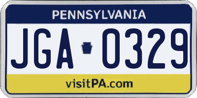 PA license plate JGA0329