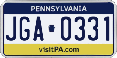 PA license plate JGA0331