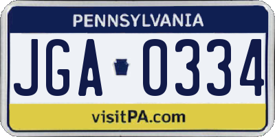 PA license plate JGA0334