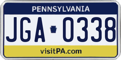 PA license plate JGA0338