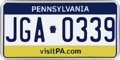 PA license plate JGA0339