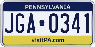 PA license plate JGA0341
