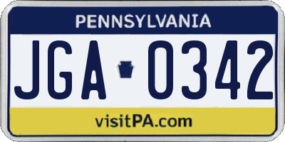 PA license plate JGA0342