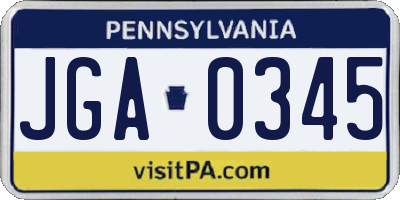 PA license plate JGA0345