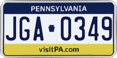 PA license plate JGA0349