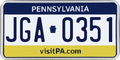 PA license plate JGA0351