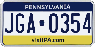PA license plate JGA0354