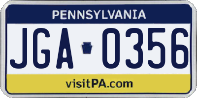 PA license plate JGA0356