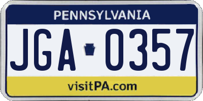 PA license plate JGA0357