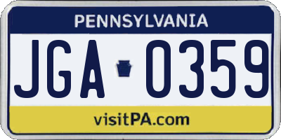 PA license plate JGA0359