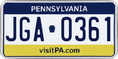 PA license plate JGA0361