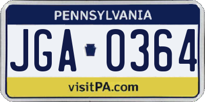 PA license plate JGA0364