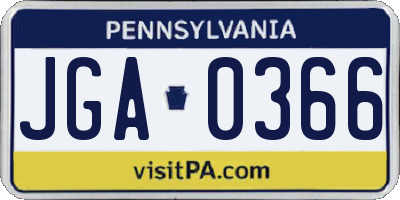 PA license plate JGA0366