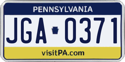 PA license plate JGA0371
