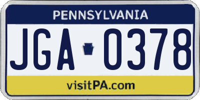 PA license plate JGA0378