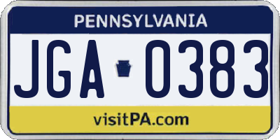PA license plate JGA0383