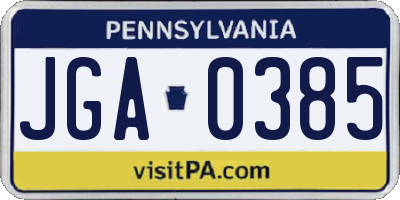 PA license plate JGA0385