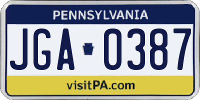 PA license plate JGA0387