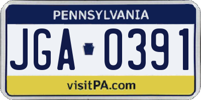 PA license plate JGA0391