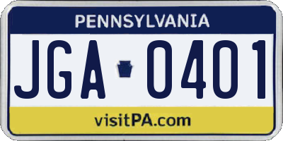 PA license plate JGA0401