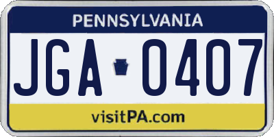 PA license plate JGA0407