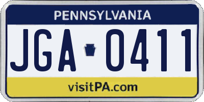 PA license plate JGA0411