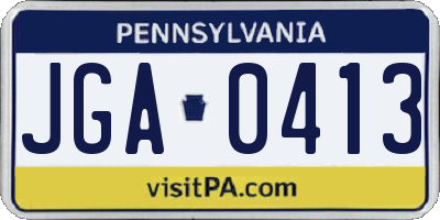 PA license plate JGA0413