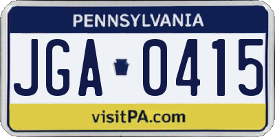 PA license plate JGA0415