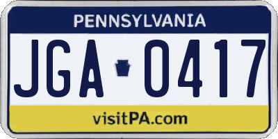 PA license plate JGA0417