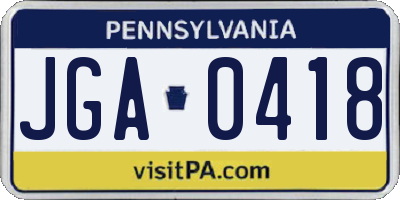 PA license plate JGA0418