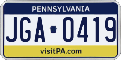 PA license plate JGA0419