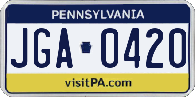 PA license plate JGA0420