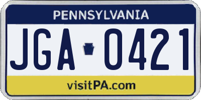 PA license plate JGA0421