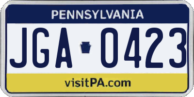 PA license plate JGA0423