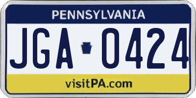 PA license plate JGA0424