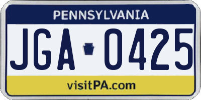 PA license plate JGA0425