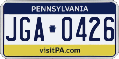 PA license plate JGA0426