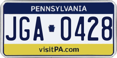 PA license plate JGA0428