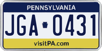 PA license plate JGA0431