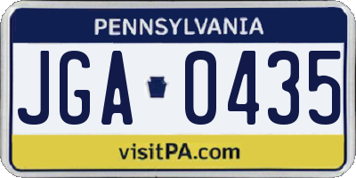 PA license plate JGA0435