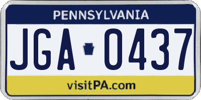 PA license plate JGA0437