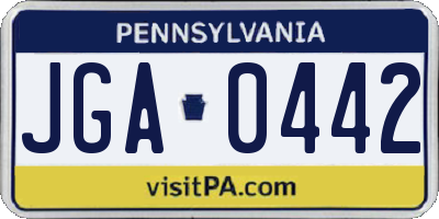 PA license plate JGA0442