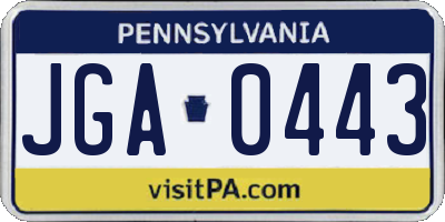 PA license plate JGA0443