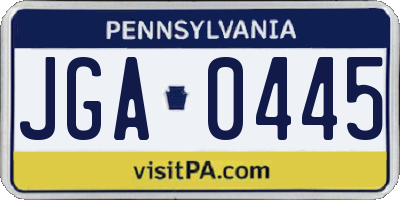 PA license plate JGA0445