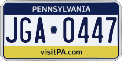 PA license plate JGA0447