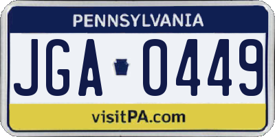 PA license plate JGA0449