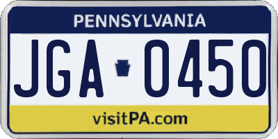 PA license plate JGA0450